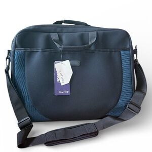 Targus 17.3” Laptop Bag Black Blue Mesh Neoprene Shoulder Messenger Bag